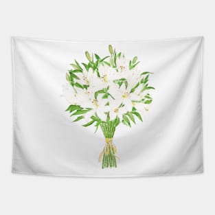 white lily bouquet watercolor Tapestry