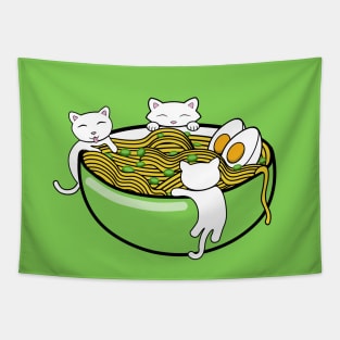 Tasty ramen noodle soup in a green bowl Tapestry