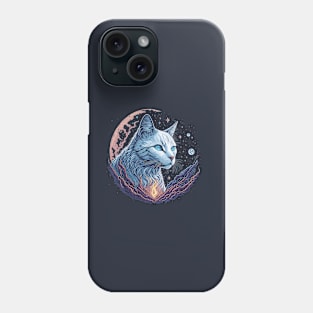 Whit Cat At Night Time Phone Case