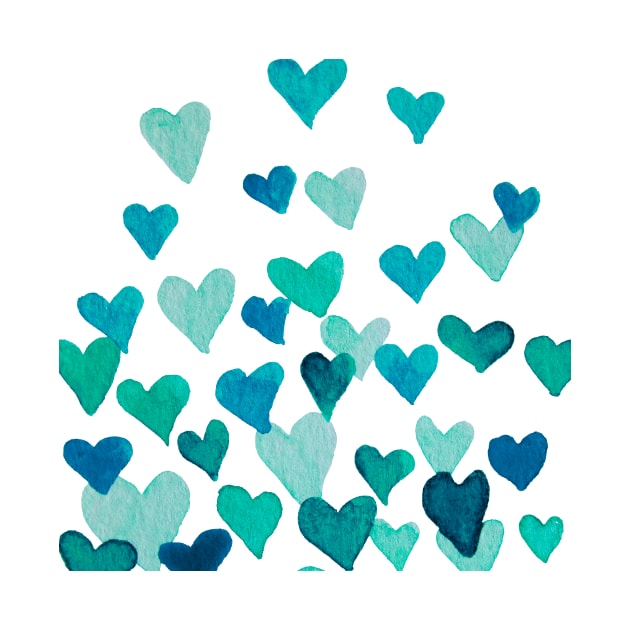 Valentine’s Day Watercolor Hearts – turquoise by wackapacka