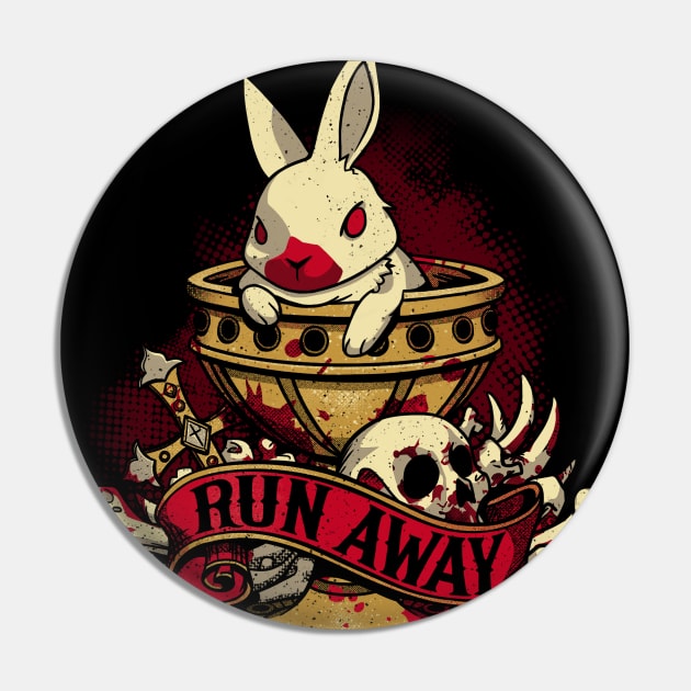 Run Away - Deadly Cute Geek Movie Rabbit Pin by Snouleaf