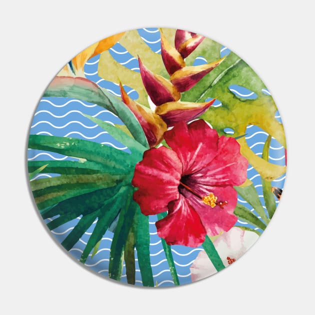 Tropical floral pattern Pin by GreekTavern