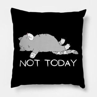 Tired Lazy Cat Nope not Today funny sarcastic messages sayings and quotes Pillow