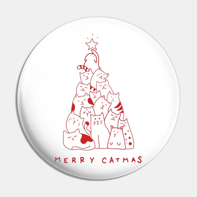 Merry Catmas T-shirt Chrismas Gifts Pin by TeeSky