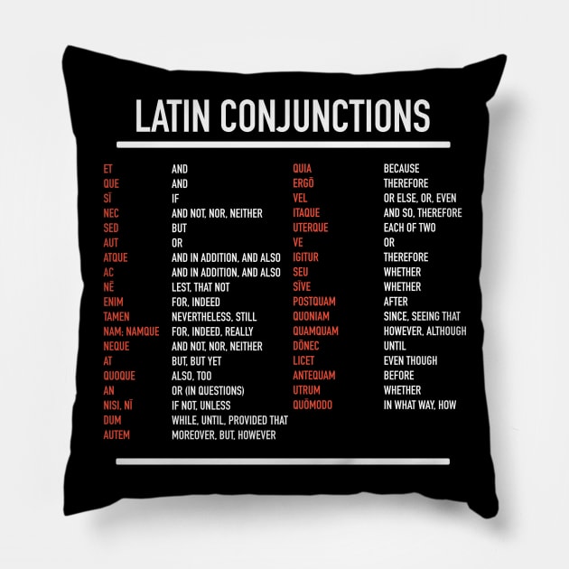 Latin Conjunctions Pillow by Hidden Verb