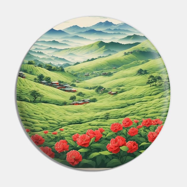 Boseong Green Tea Fields South Korea Travel Tourism Retro Vintage Art Pin by TravelersGems