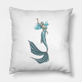 Mermaid Swimming in Caribbean Waters Pillow