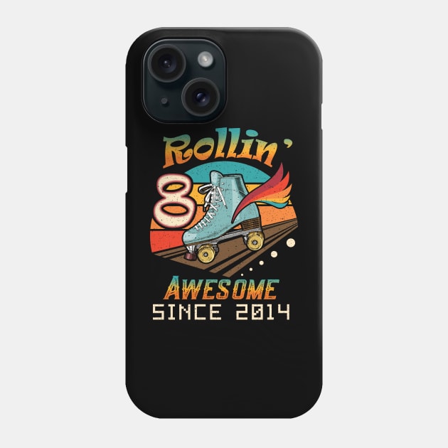 Rollin' into 8 Awesome 2014 Roller Skating 8th Birthday Phone Case by Xonmau