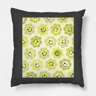 Yellower Yellow Flower Happy Faces Pillow