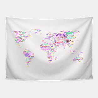 World Map Travel Text Word Cloud Tapestry