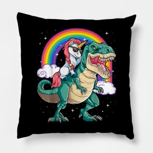 Unicorn Riding T-Rex Dinosaur Pillow