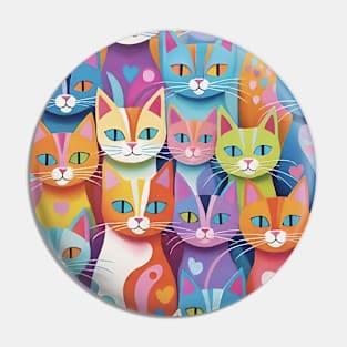 Color Whisker Kaleidoscope: A Vibrant Cat Pattern Pin