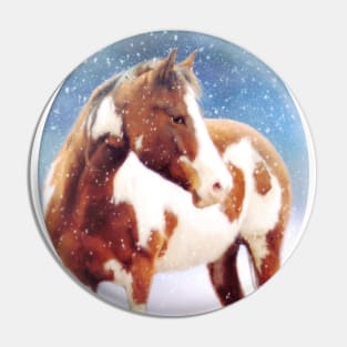 Paint Horse Snow Day Pin