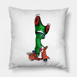 frog on a scooter Pillow