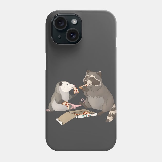 Possum and Raccoon eating pizza Phone Case by Mehu Art