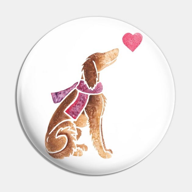 Watercolour Saluki Pin by animalartbyjess