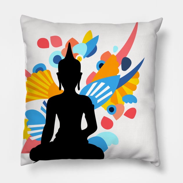 Black Budda with Colorful Energy Pillow by XOOXOO