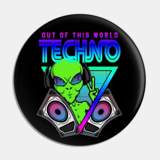 Techno Out Of This World Alien Music Pin