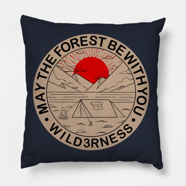 May The Forest Be With You Pillow by Artthree Studio