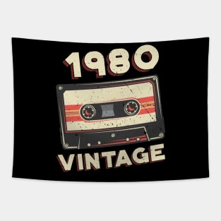 Vintage 1980 Retro Cassette Tape 40th Birthday Tapestry