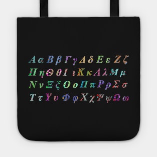 GREEK ALPHABET BLACK HORIZONTAL Tote