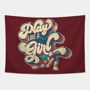 Play like a Girl | Retro Volleyball Design Tapestry