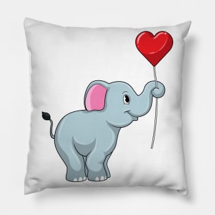Elephant with Heart Balloon Pillow