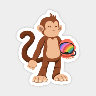 Monkey astronaut rainbow helmet Magnet