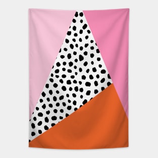 Pink and Orange Colour Block Geometric Tapestry