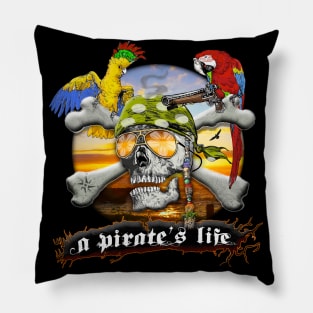 Pirate Parrots Skull and Bones Pillow