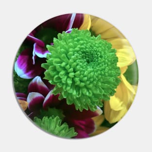 Yellow, Green and Pink Flowers - Autumn Bouquet - Flowers Pin