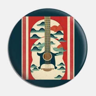 Acoustic Guitar Japanese Style Abstract Artwork Pin