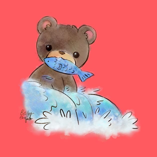 Hungry Bear - Cute Kawaii Kids Nursery Watercolor Art by BonBonBunny