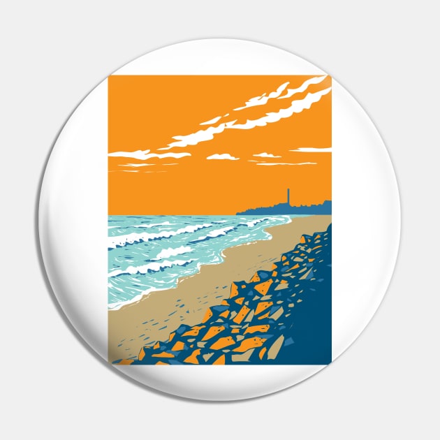 North Ponto Beach in South Carlsbad State Beach California WPA Poster Art Pin by retrovectors