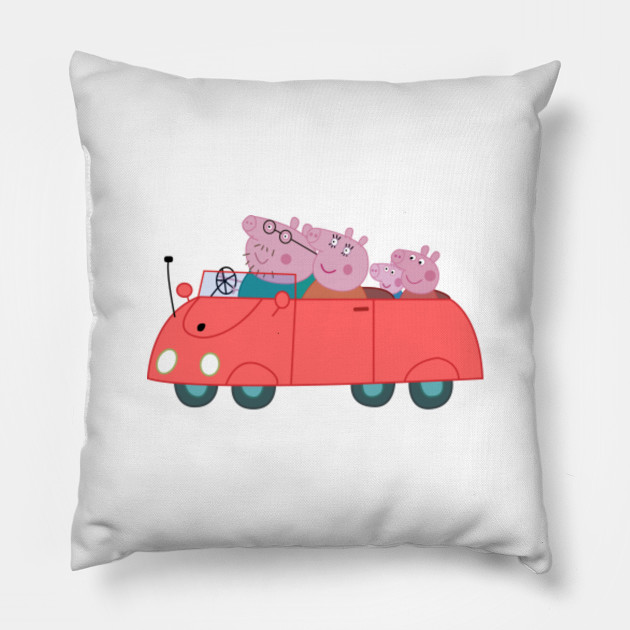 Peppa Pig And Family In The Car Peppa Pig Pillow Teepublic