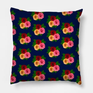 Bouquet of pink yellow and red roses floral pattern Pillow