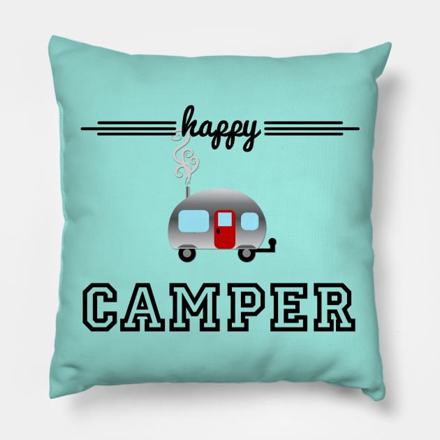 Happy Camper Pillow by Megan Noble
