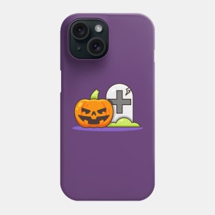 Cute Pumpkin with Tombstone Phone Case