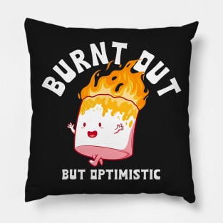 Burnt Out But Optimistic Funny Marshmallow For Camping Retro Pillow