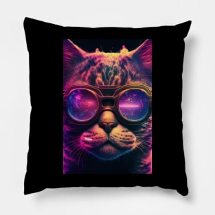 Synthwave catpunk Pillow