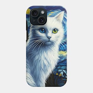 The white cat and the starry night Phone Case