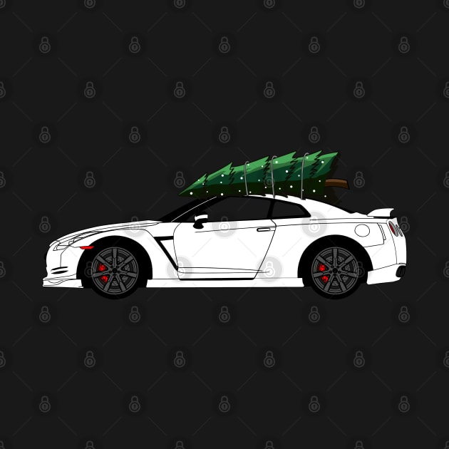 Funny Christmas Ugly Sweater R35 GTR Skyline Tree on Car by Automotive Apparel & Accessoires