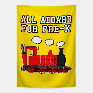 All Aboard For Pre-K Steam Train (Red) Tapestry