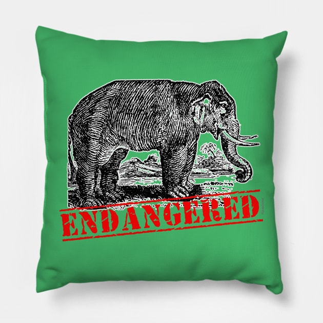 ENDANGERED ELEPHANT Pillow by Scarebaby