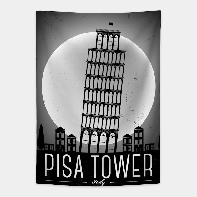 Pisa Poster Design Tapestry by kursatunsal