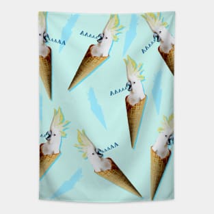 real ice cream cockatoo pattern Tapestry