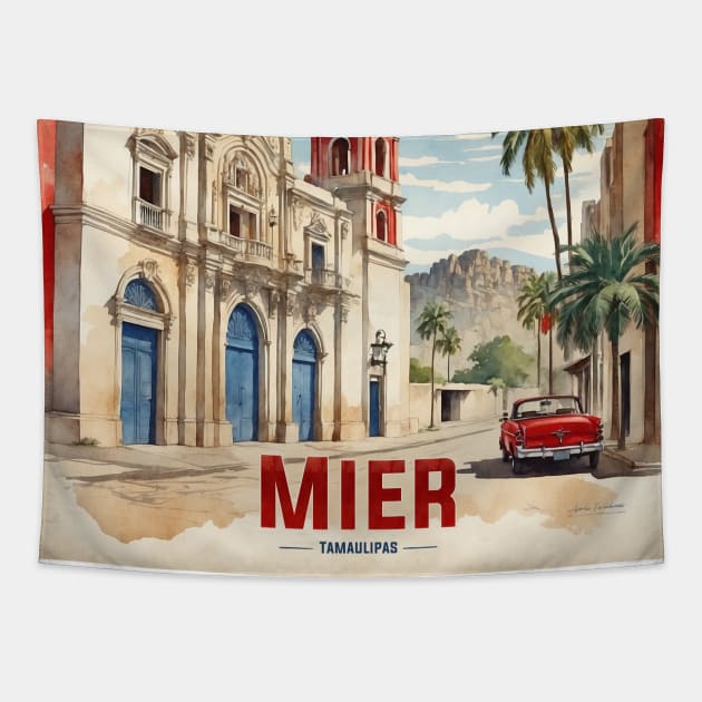 Mier Tamaulipas Mexico Vintage Tourism Travel Tapestry by TravelersGems