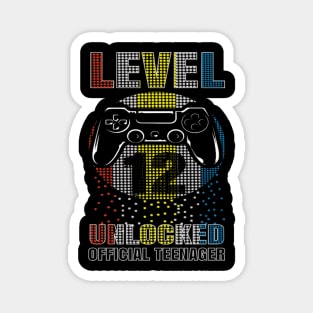 Official Teenager 12th Birthday T-Shirt Level 12 Unlocked Magnet