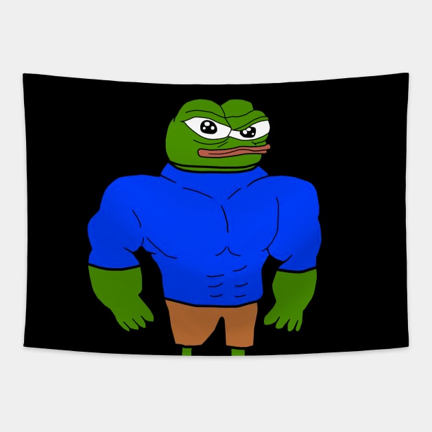 Swole Pepe Buff Apu Tapestry by Lean Mean Meme Machine