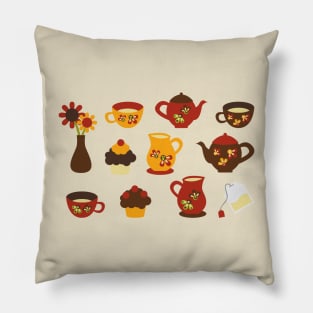 Cottagecore Aesthetic Vintage Teapots Tea Kettles Pillow